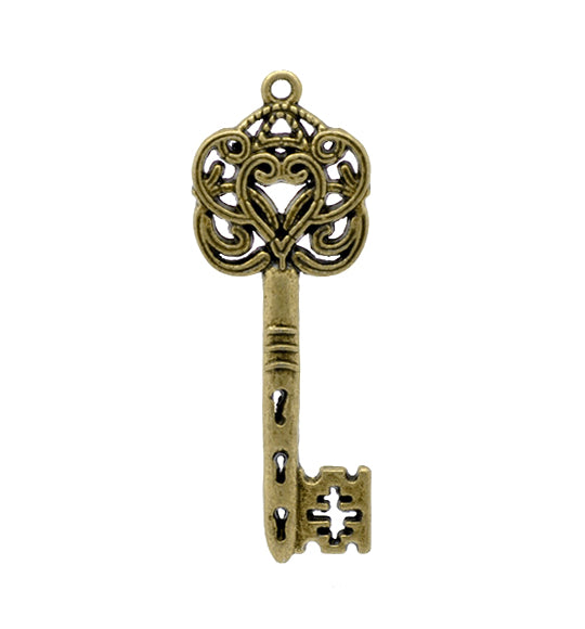 Anhänger Mini-Schlüssel mit Herz - 7 x 16 mm - Bronze – Stolz