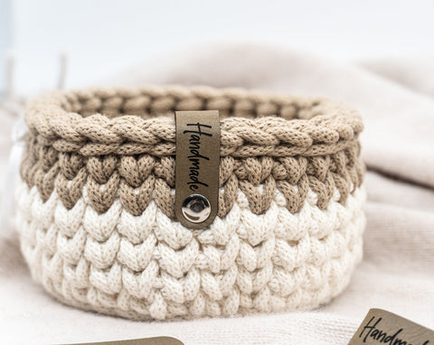 Kunstleder-Label "Handmade", Beige, 90x15 mm