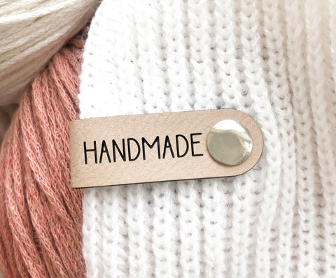 Kunstleder Label mit Schraube Handmade