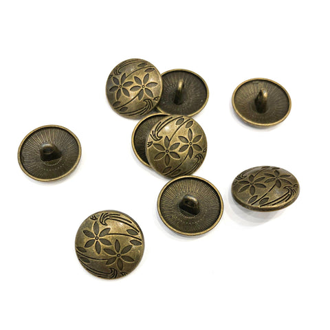 Metallknopf Vintage "Blumen" - Bronze-Antik - 17 mm