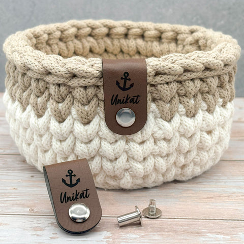 Label Set Unikat mit Anker Dunkelbraun