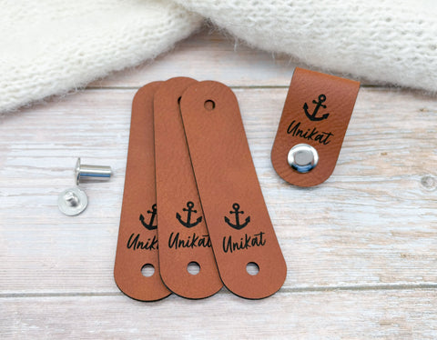 Label Häkelkorb Unikat mit Anker mit Schraube Rotbraun