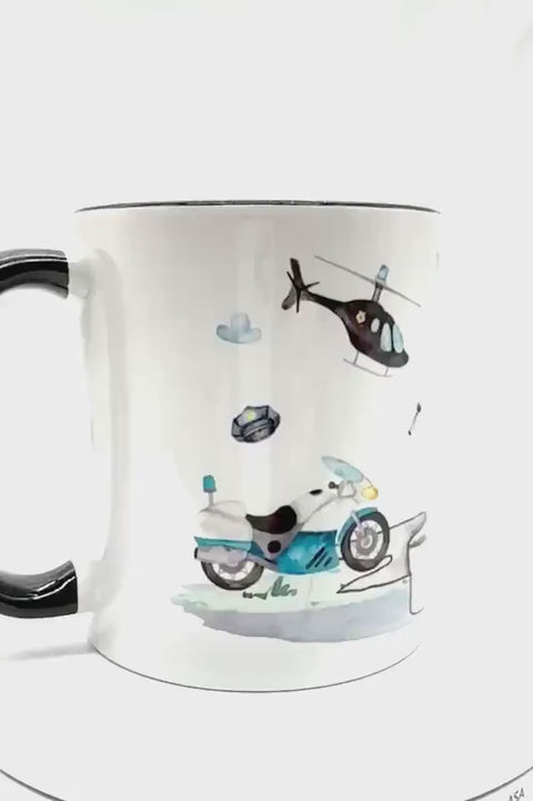 Polizei Tasse personalisiert mit Name, Keramik Tasse Kinder, Geschenk für Kinder mit Personalisierung, Polizei Tasse, KT3009