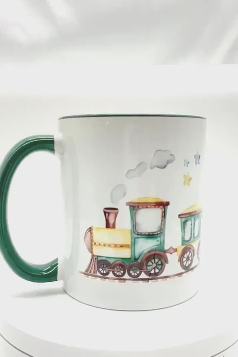 Eisenbahn Tasse personalisiert mit Name, Keramik Tasse Kinder, Geschenk für Kinder mit Personalisierung, Zug Tasse, KT3009