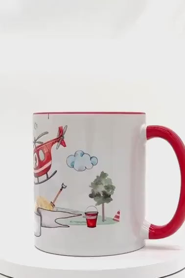 Feuerwehr Tasse personalisiert mit Name, Keramik Tasse Kinder, Geschenk für Kinder mit Personalisierung, Feuerwehr Tasse, KT2009