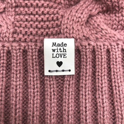 10er-Set Kunstleder Labels faltbar, "Made with Love"