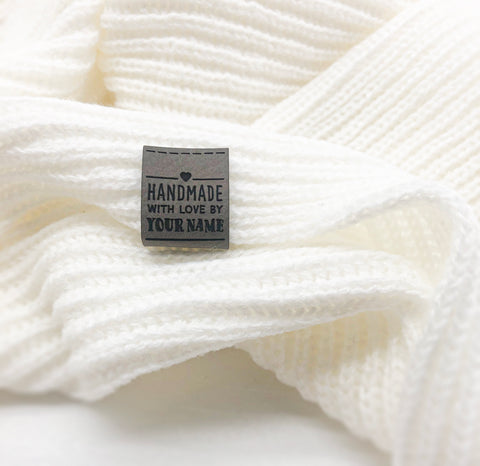 Personalisierte Faltlabels aus Kunstleder - 60 x 20 mm - Labels mit Wunschname