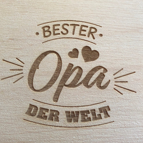 Frühstücksbrettchen mit Motiv Bester Opa der Welt und Herzausschnitt - Frühstücksbrett 22 x 12 cm - Stolz aus Holz