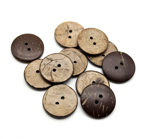 10er-Set Knöpfe aus Kokos, rund, 2 Löcher
