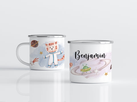 Tasse personalisiert mit Namen und Weltraummotiv / Tasse Rakete Astronaut - ET2007