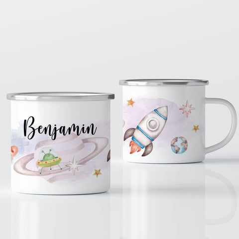 Tasse personalisiert mit Namen und Weltraummotiv / Tasse Rakete Astronaut - ET2007