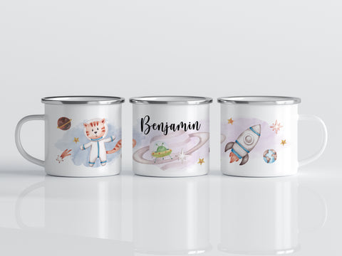 Tasse personalisiert mit Namen und Weltraummotiv / Tasse Rakete Astronaut - ET2007