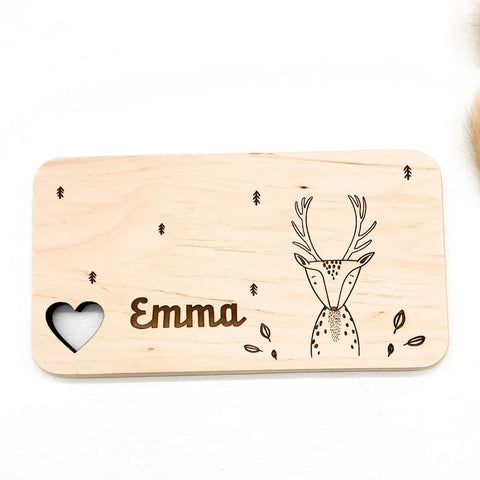 Frühstücksbrett personalisiert mit Namen und Wild_Motiv / Geschenk Geburt