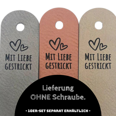 Label "Mit Liebe gestrickt" - verschiedene Farben - CS0009 - Stolz aus Holz