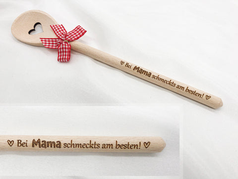 Kochlöffel mit Gravur - Bei Mama schmeckts am besten!