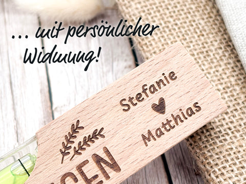 Personalisierte Wasserwaage mit Gravur – Hochzeitsgeschenk, Einzugsgeschenk, Richtfest Geschenk, Haussegen, Einweihungsgeschenk aus Holz