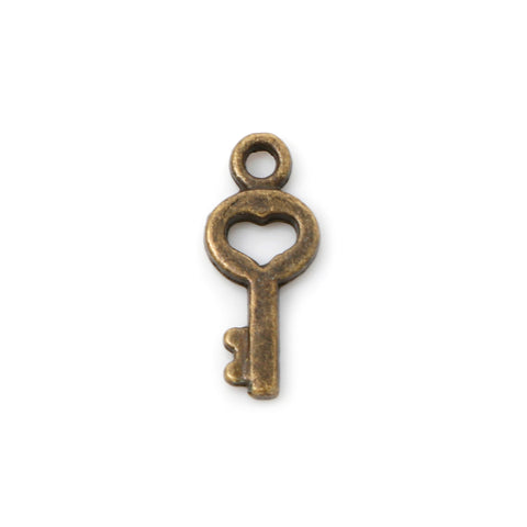 Anhänger Mini-Schlüssel mit Herz - 7 x 16 mm - Bronze – Stolz