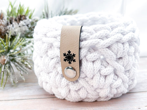 Label "Schneeflocke"- Label aus Kunstleder - CS0062