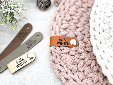 Label-Set "hello WINTER"- Label aus Kunstleder - 90x15 mm - CS0065