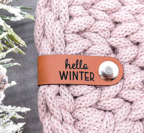 Label "hello WINTER"- Label aus Kunstleder - CS0065