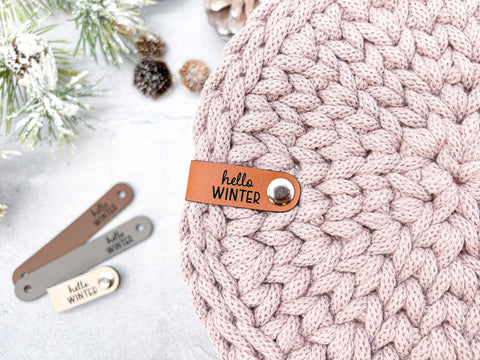 Label "hello WINTER"- Label aus Kunstleder - CS0065