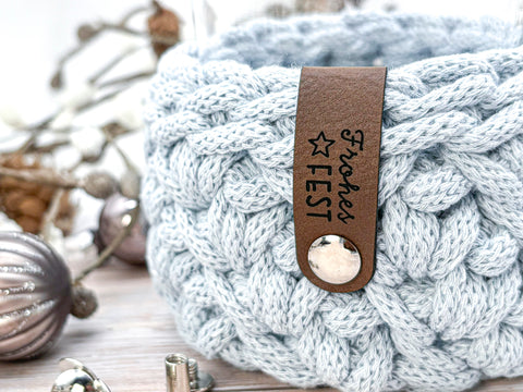 Label "Frohes Fest"- Label aus Kunstleder - CS0066