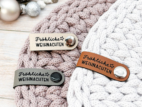 Label "Fröhliche Weihnachten"- Label aus Kunstleder - CS0067