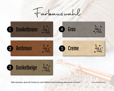 Label-Set "Mit viel Liebe gestrickt" - Label aus Kunstleder - CS0047