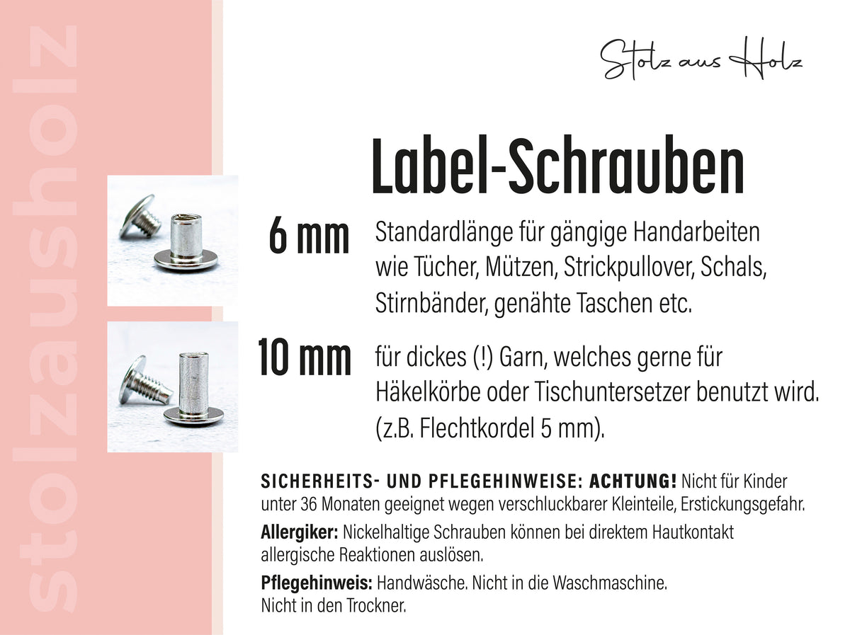 Personalisierte Labels mit Chicago Screws - Kunstleder-Label mit Schra ...