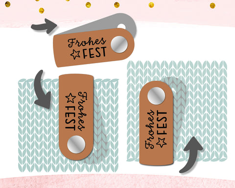Label "Frohes Fest"- Label aus Kunstleder - CS0066