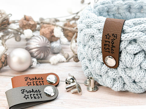 Label "Frohes Fest"- Label aus Kunstleder - CS0066