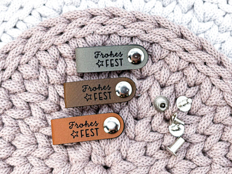 Label "Frohes Fest"- Label aus Kunstleder - CS0066