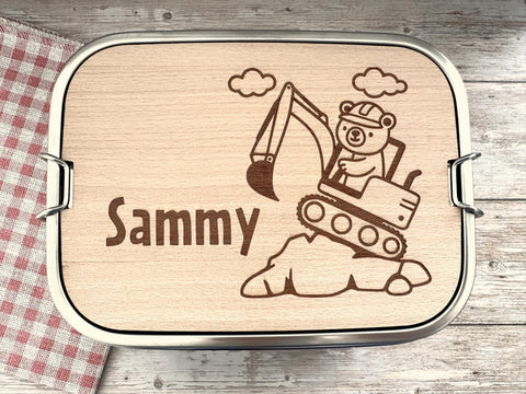 Lunchbox mit Namen graviert inklusive Trennsteg, Fassungsvermögen 1200 ml, spülmaschinenfest