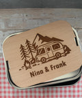 Personalisierte Brotdose Edelstahl, mit Namen, Outdoor & Camping, wasserdicht mit Trennsteg und Schneidebrett