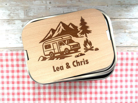 Personalisierte Brotdose Edelstahl, mit Namen, Outdoor & Camping, wasserdicht mit Trennsteg und Schneidebrett