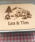 Personalisierte Brotdose Edelstahl, mit Namen, Outdoor & Camping, wasserdicht mit Trennsteg und Schneidebrett – Vanlife