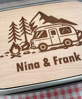 Personalisierte Brotdose Edelstahl, mit Namen, Outdoor & Camping, wasserdicht mit Trennsteg und Schneidebrett