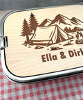 Personalisierte Brotdose Edelstahl, mit Namen, Outdoor & Camping, wasserdicht mit Trennsteg und Schneidebrett