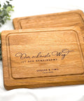Personalisiertes Schneidebrett Eiche – Hochzeitsgeschenk mit Gravur Name & Datum – Geschenkidee Brautpaar individuell