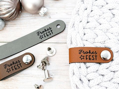 Label "Frohes Fest"- Label aus Kunstleder - CS0066