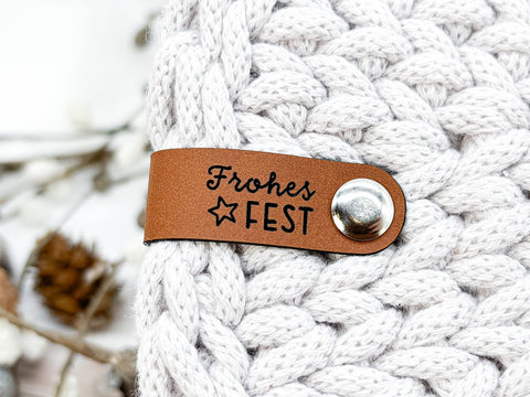 Label "Frohes Fest"- Label aus Kunstleder - CS0066