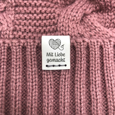 10er-Set Kunstleder Labels faltbar, "Mit Liebe Gemacht"