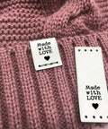 10er-Set Kunstleder Labels faltbar, "Made with Love"