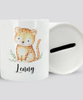 Personalisierte Spardose Name Tiere, Spardose mit Name, Spardose personalisiert Leopard Geschenk Kind, SD1002