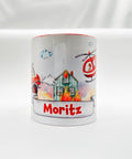 Feuerwehr Tasse personalisiert mit Name, Keramik Tasse Kinder, Geschenk für Kinder mit Personalisierung, Feuerwehr Tasse, KT2009