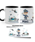 Polizei Tasse personalisiert mit Name, Keramik Tasse Kinder, Geschenk für Kinder mit Personalisierung, Polizei Tasse, KT3009